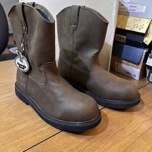 Georgia Boot Boots Youth Size 7 Brown Wellington Pull On Work Leather Kids G100